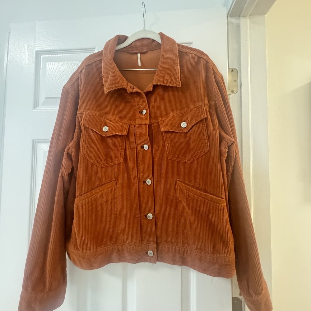 Free People Rust Orange Corduroy Jacket Size L